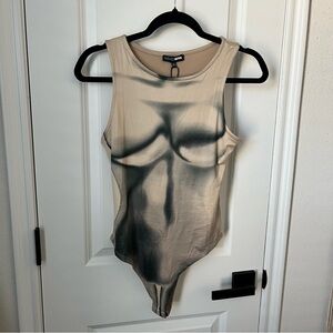 NWT Fashion Nova Taupe and Green Bodysuit - M